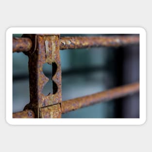 Unique street photography of Rusted love shutter gate Sticker